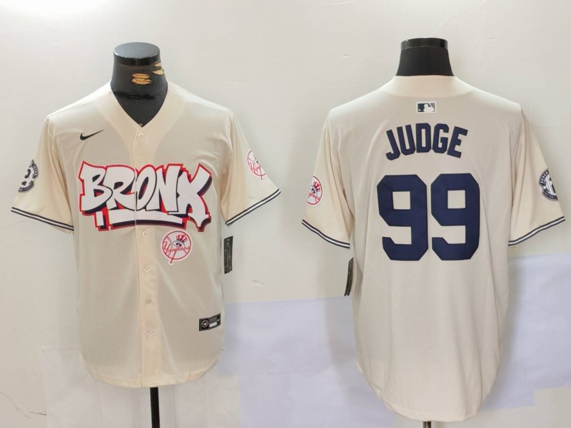 Men New York Yankees #99 Judge Cream joint name 2024 Nike MLB Jersey style 3->new york yankees->MLB Jersey